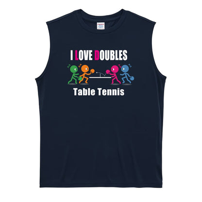 卓球 I LOVE DOUBLES リサイクルポリエステル ノースリーブシャツ
