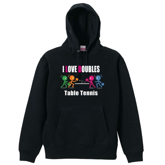 卓球 I LOVE DOUBLES 裏パイルプルオーバーパーカー
