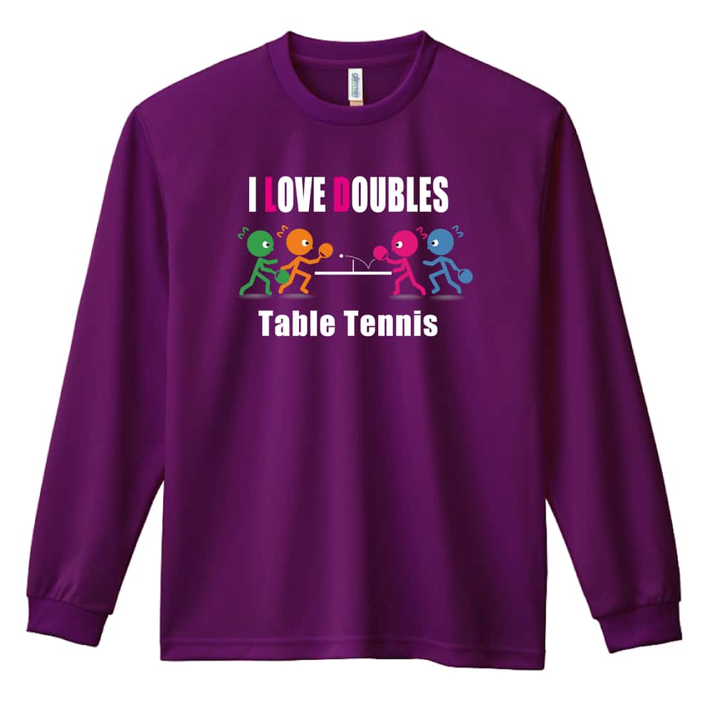 卓球 I LOVE DOUBLES 吸水速乾ドライロングTシャツ