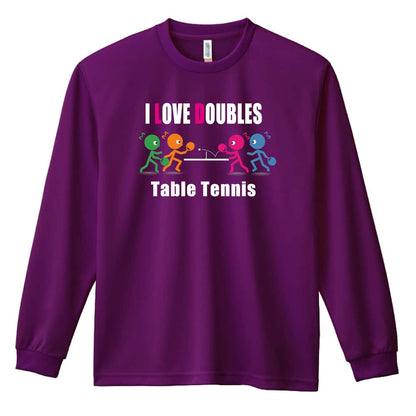 卓球 I LOVE DOUBLES 吸水速乾ドライロングTシャツ