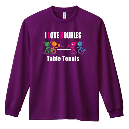 卓球 I LOVE DOUBLES 吸水速乾ドライロングTシャツ
