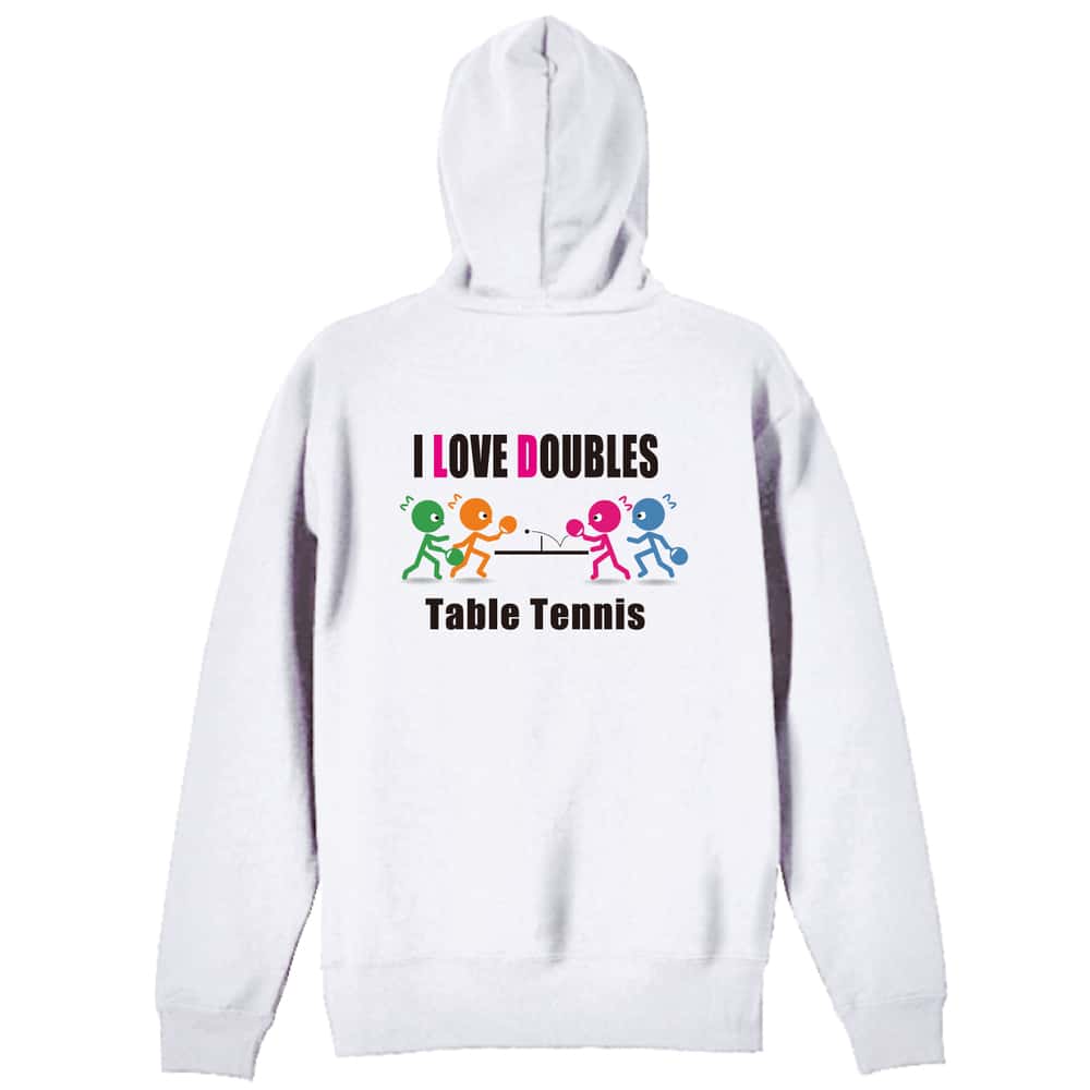 卓球 I LOVE DOUBLES 裏パイルジップパーカー