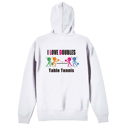 卓球 I LOVE DOUBLES 裏パイルジップパーカー