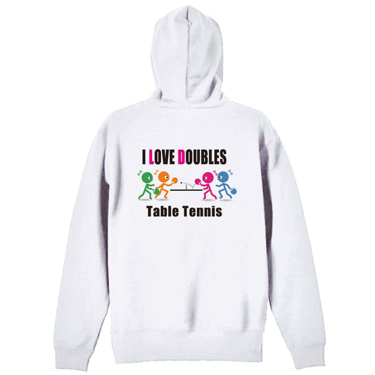 卓球 I LOVE DOUBLES 裏パイルジップパーカー