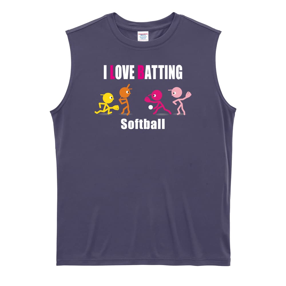 ソフトボール I LOVE BATTING リサイクルポリエステル ノースリーブシャツ