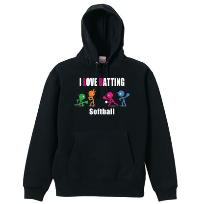 ソフトボール I LOVE BATTING 裏パイルプルオーバーパーカー