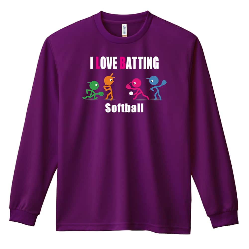 ソフトボール I LOVE BATTING 吸水速乾ドライロングTシャツ
