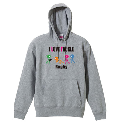 ラグビー I LOVE TACKLE 裏パイルプルオーバーパーカー