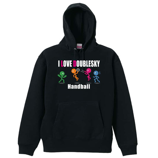 ハンドボール I LOVE DOUBLESKY 裏パイルプルオーバーパーカー