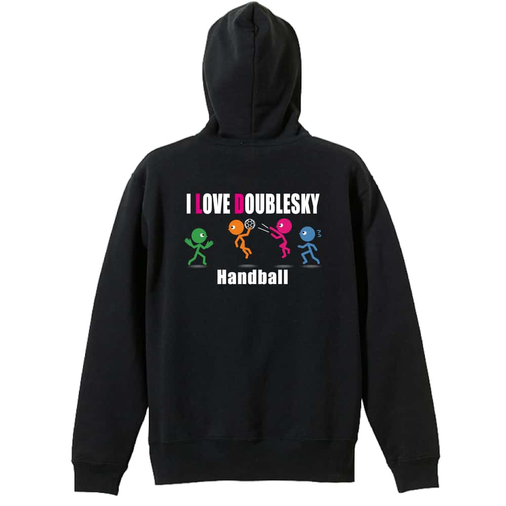 ハンドボール I LOVE DOUBLESKY 裏パイルジップパーカー