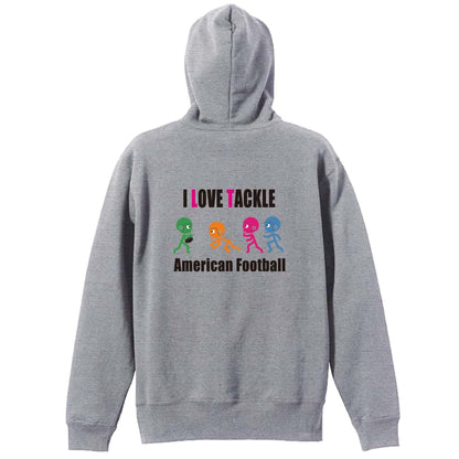 アメリカンフットボール I LOVE TACKLE 裏パイルジップパーカー