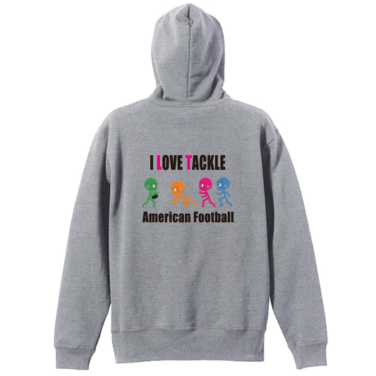 アメリカンフットボール I LOVE TACKLE 裏パイルジップパーカー