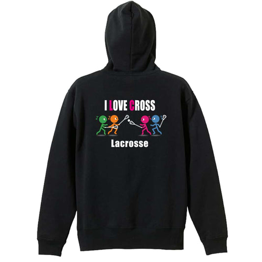ラクロス I LOVE CROSS 裏パイルジップパーカー