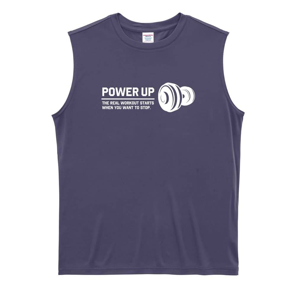 POWER UP 筋トレ 筋肉 ワークアウト リサイクルポリエステル ノースリーブシャツ