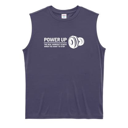 POWER UP 筋トレ 筋肉 ワークアウト リサイクルポリエステル ノースリーブシャツ