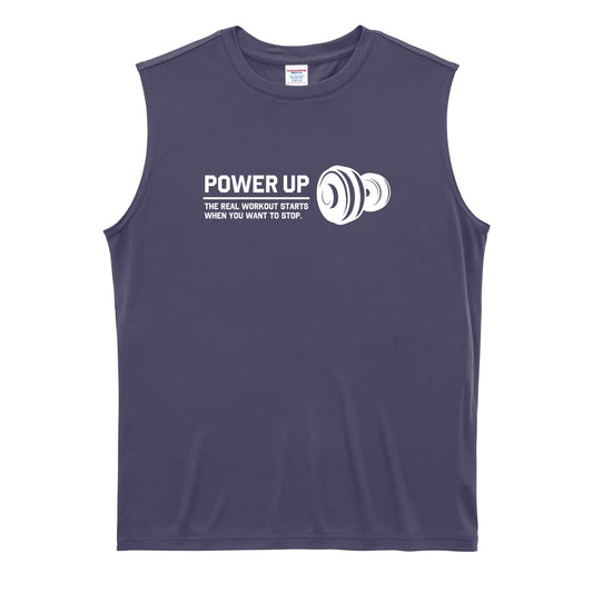 POWER UP 筋トレ 筋肉 ワークアウト リサイクルポリエステル ノースリーブシャツ