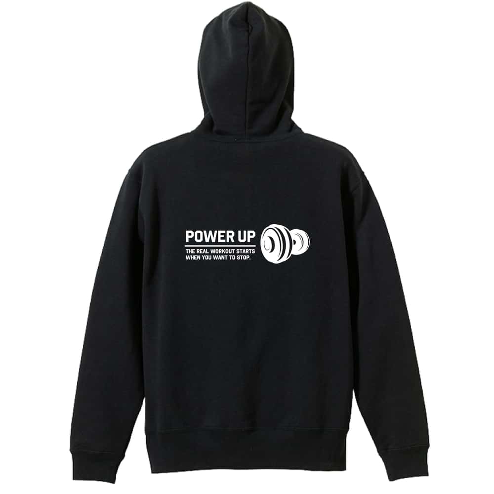 POWER UP 筋トレ 筋肉 ワークアウト 裏パイルジップパーカー