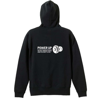 POWER UP 筋トレ 筋肉 ワークアウト 裏パイルジップパーカー