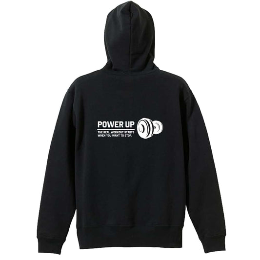 POWER UP 筋トレ 筋肉 ワークアウト 裏パイルジップパーカー