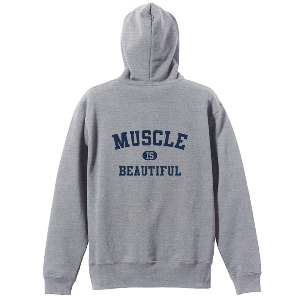 MUSCLE IS BEAUTIFUL 筋トレ 筋肉 裏パイルジップパーカー