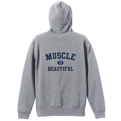 MUSCLE IS BEAUTIFUL 筋トレ 筋肉 裏パイルジップパーカー