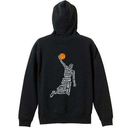 バスケットボール ダンクレタリングシルエット 裏パイルプルオーバーパーカー