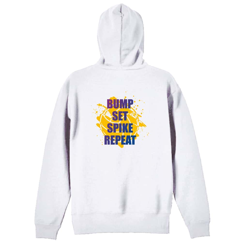 バレーボール BUMP SET SPIKE REPEAT 裏パイルジップパーカー