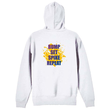 バレーボール BUMP SET SPIKE REPEAT 裏パイルジップパーカー