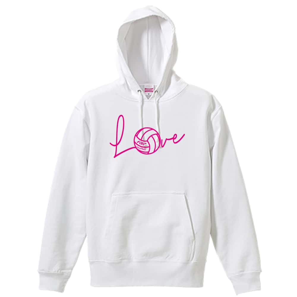 バレーボール Love バレーボールロゴ 裏パイルプルオーバーパーカー