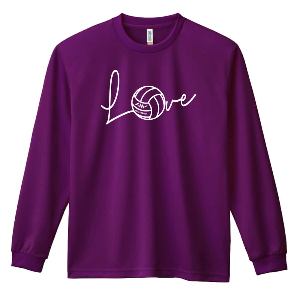 バレーボール Love バレーボールロゴ 吸水速乾ドライロングTシャツ