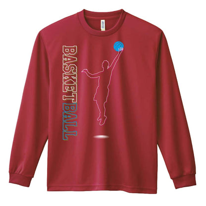 バスケットボール レイアップ カラフルライン 吸水速乾ドライロングTシャツ