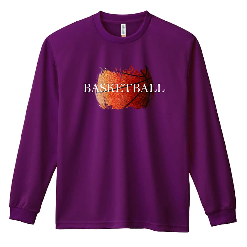 バスケットボール ラフイメージ バスケロゴ 吸水速乾ドライロングTシャツ