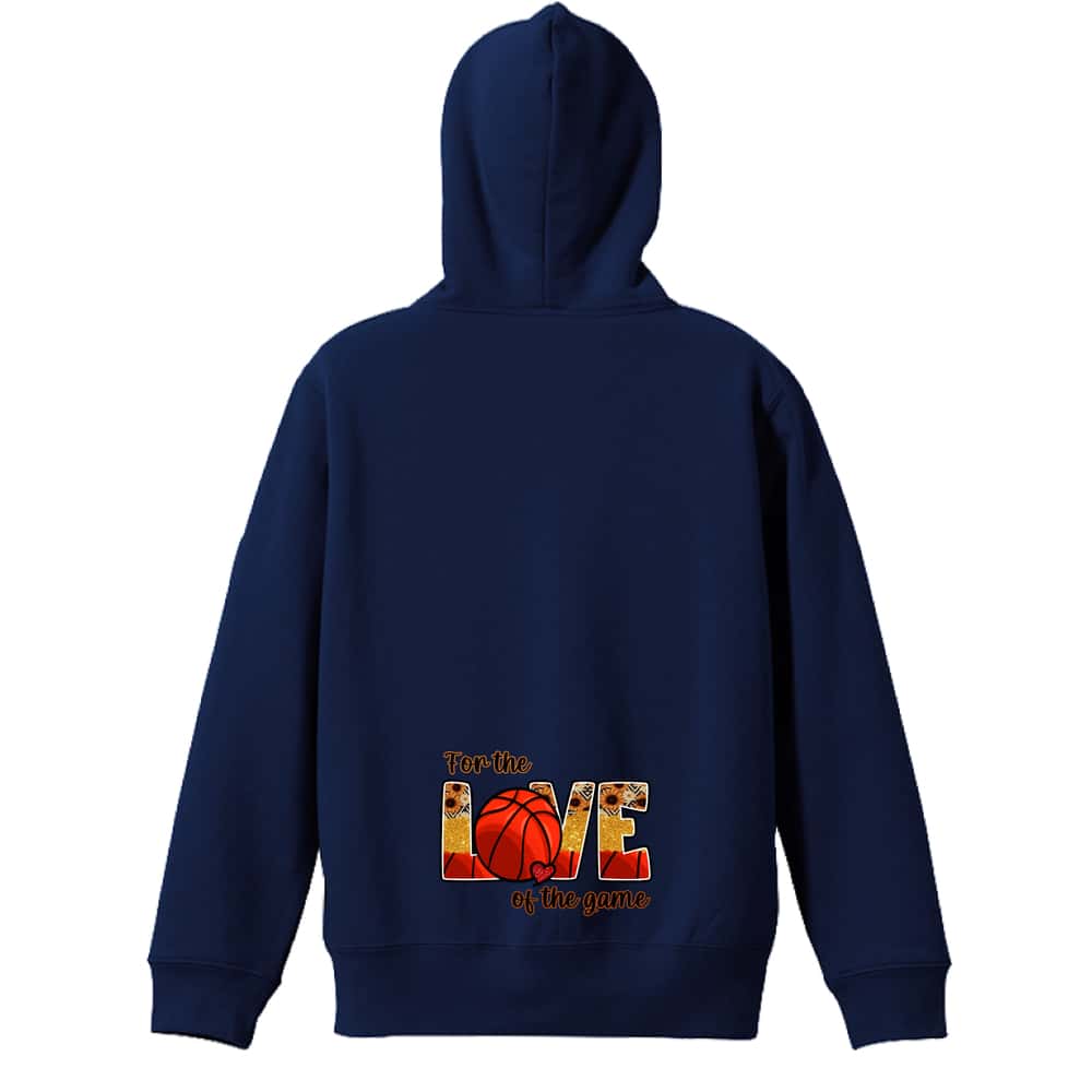 バスケットボール For the LOVE on the game 裏パイルジップパーカー