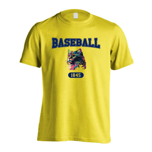 野球 レトロなレインボー猫とBASEBALLロゴ 吸水速乾ドライTシャツ