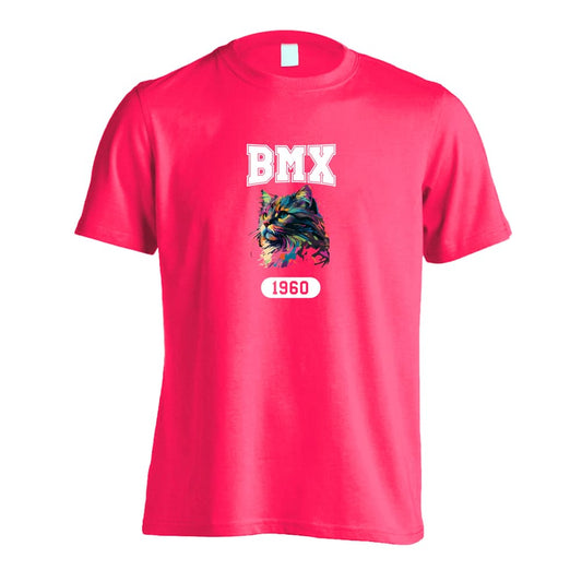 ビーエムエックス レトロなレインボー猫とBMXロゴ 吸水速乾ドライTシャツ
