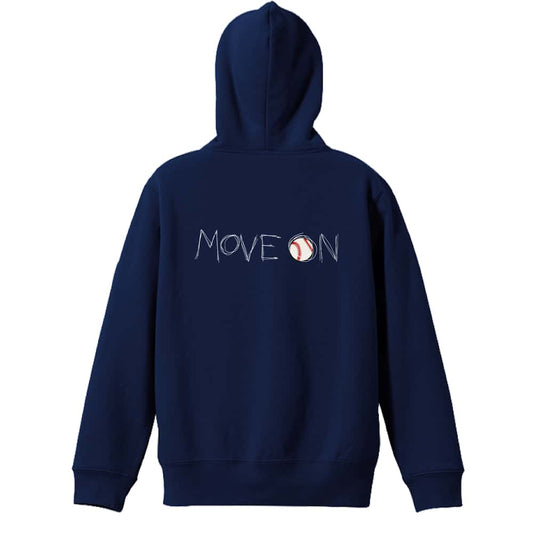 野球 MOVE ON 進め 裏パイルジップパーカー