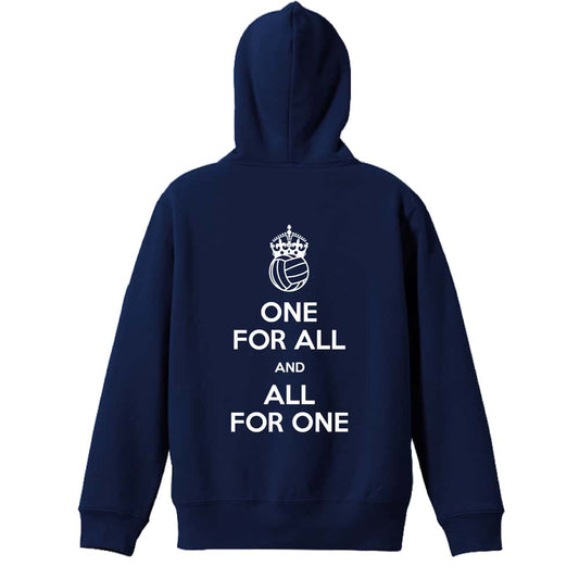 バレーボール ONE FOR ALL AND ALL FOR ONE バレーボール 裏パイルプルオーバーパーカー
