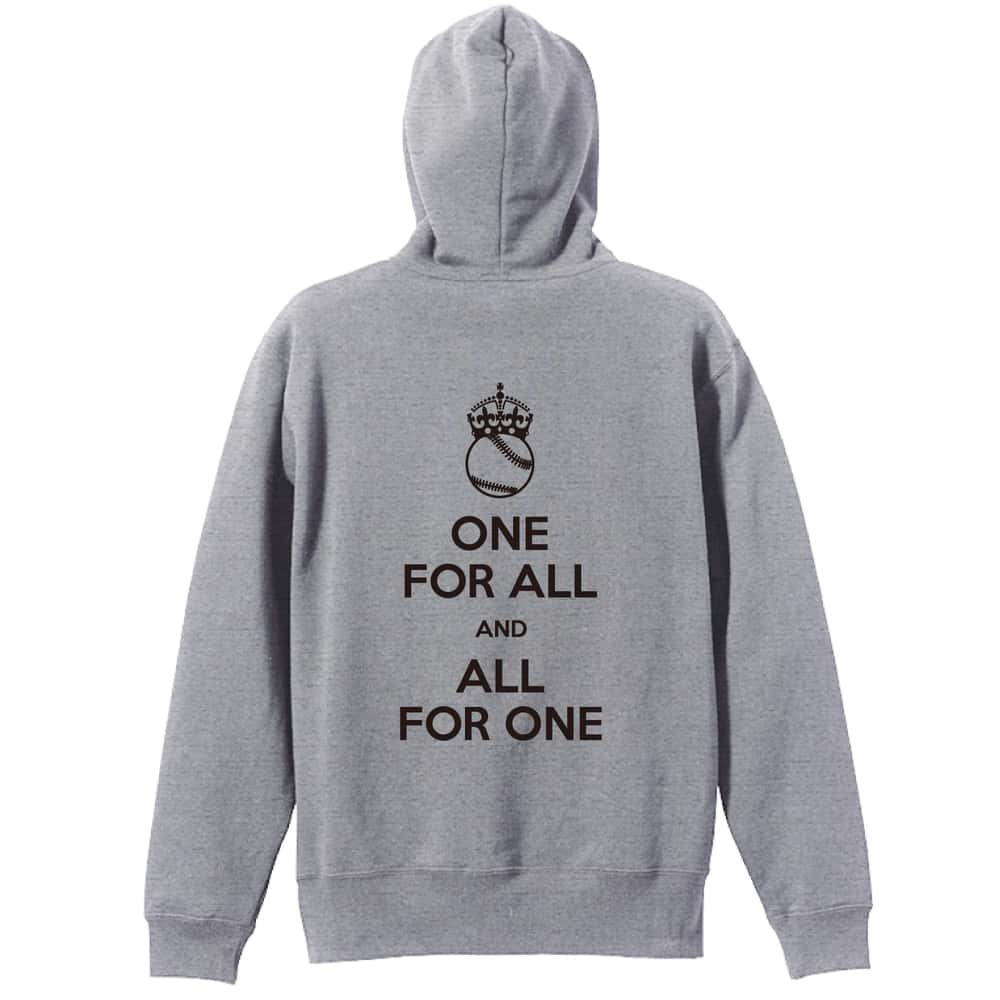 野球 ONE FOR ALL AND ALL FOR ONE 野球 裏パイルプルオーバーパーカー