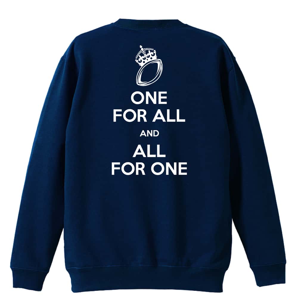 ラグビー ONE FOR ALL AND ALL FOR ONE ラグビー 裏パイルスウェットトレーナー