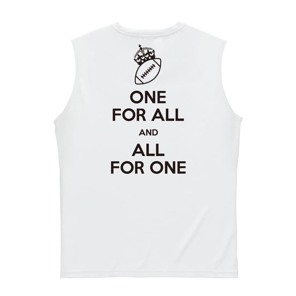 アメリカンフットボール ONE FOR ALL AND ALL FOR ONE アメフト リサイクルポリエステル ノースリーブシャツ