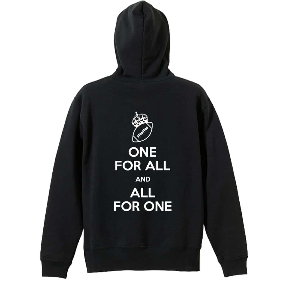 アメリカンフットボール ONE FOR ALL AND ALL FOR ONE アメフト 裏パイルプルオーバーパーカー