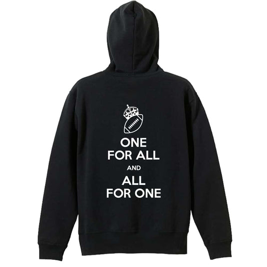 アメリカンフットボール ONE FOR ALL AND ALL FOR ONE アメフト 裏パイルプルオーバーパーカー