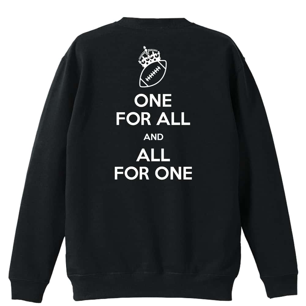 アメリカンフットボール ONE FOR ALL AND ALL FOR ONE アメフト 裏パイルスウェットトレーナー