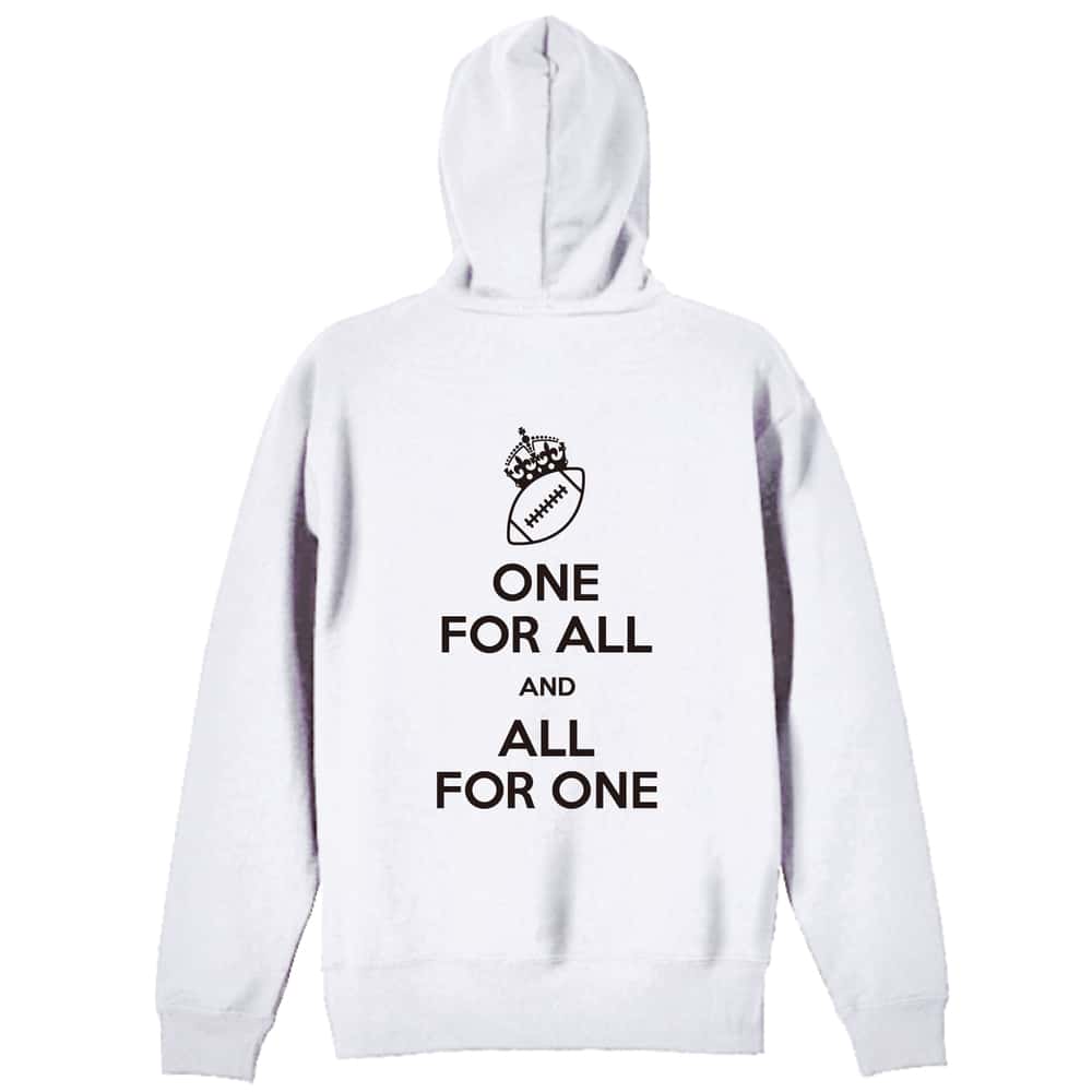 アメリカンフットボール ONE FOR ALL AND ALL FOR ONE アメフト 裏パイルジップパーカー