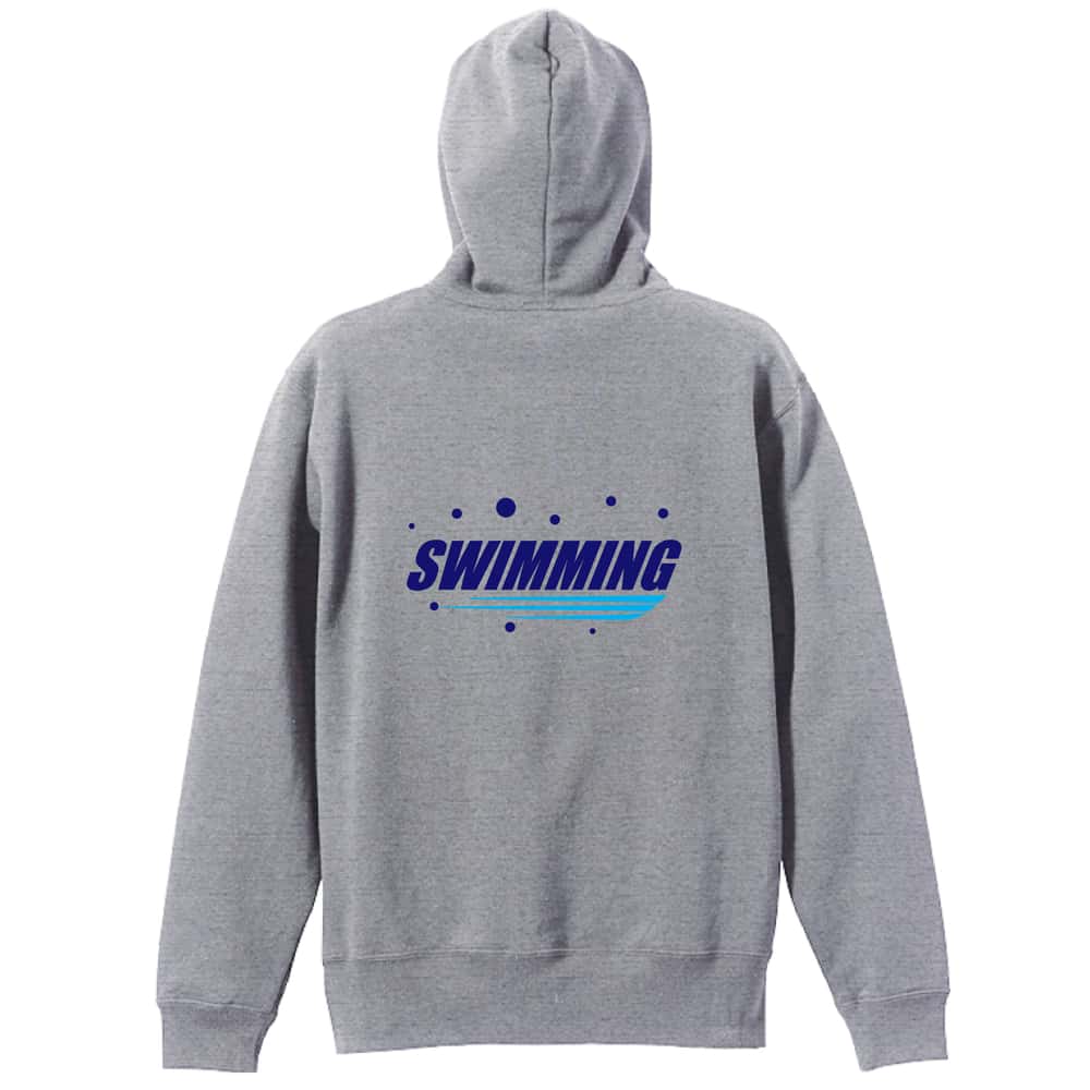 水泳 SWIMMING バブルロゴ 裏パイルジップパーカー