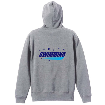 水泳 SWIMMING バブルロゴ 裏パイルジップパーカー