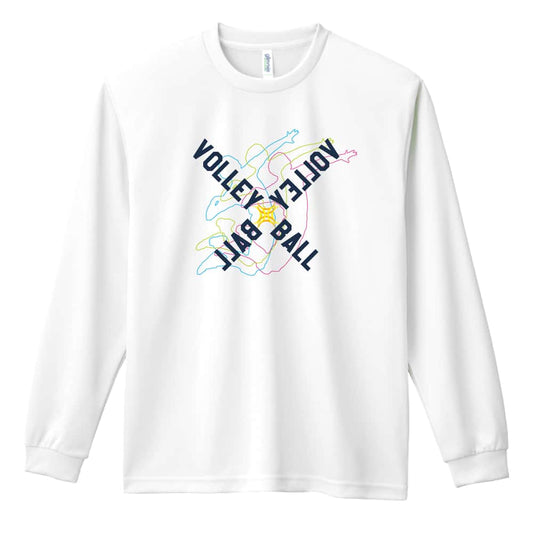 バレーボール ネオンスタイルのクロスVOLLEYBALL 吸水速乾ドライロングTシャツ