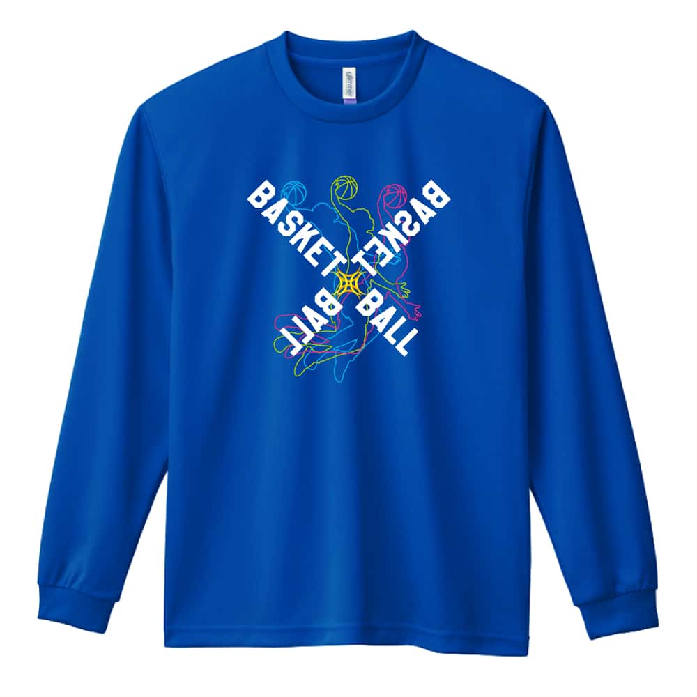 バスケットボール ネオンスタイルのクロスBASKETBALL 吸水速乾ドライロングTシャツ