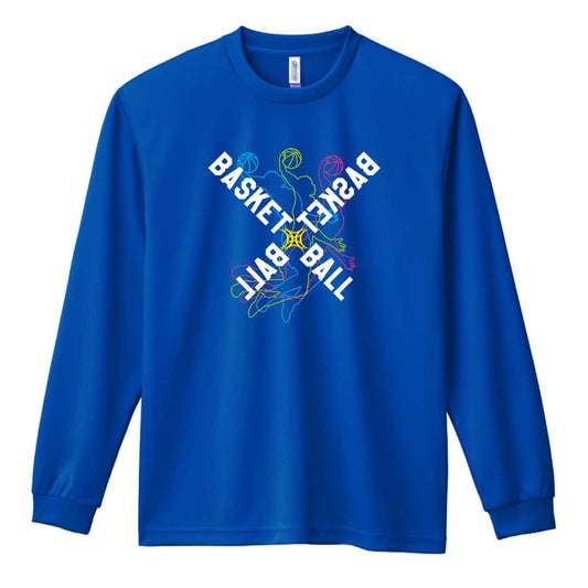 バスケットボール ネオンスタイルのクロスBASKETBALL 吸水速乾ドライロングTシャツ