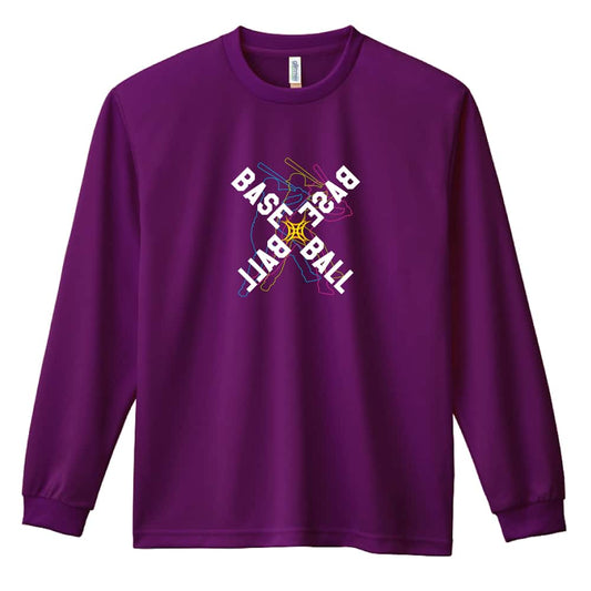野球 ネオンスタイルのクロスBASEBALL 吸水速乾ドライロングTシャツ